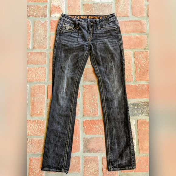 Rock Revival Faded Blk Sora Straight Jeans, Sz 29 - Picture 4 of 13